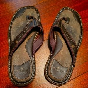 Men's Margaritaville leather and canva flip flops